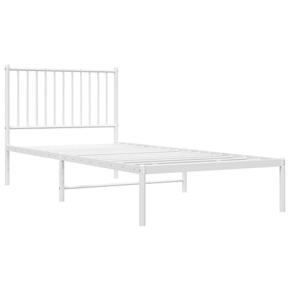 Metal Bed Frame without Mattress with Headboard White 90x200cm