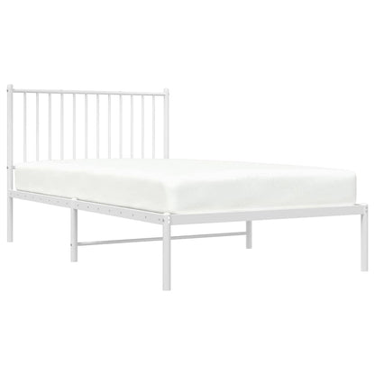 Metal Bed Frame without Mattress with Headboard White 100x190cm