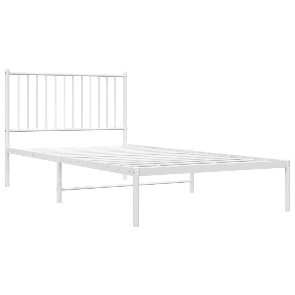 Metal Bed Frame without Mattress with Headboard White 100x200cm