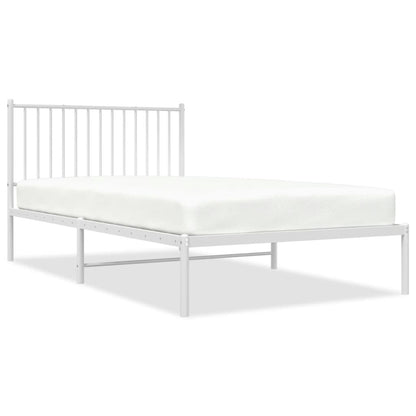 Metal Bed Frame without Mattress with Headboard White 107x203cm