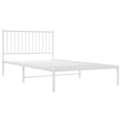 Metal Bed Frame without Mattress with Headboard White 107x203cm