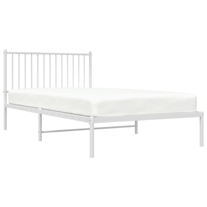 Metal Bed Frame without Mattress with Headboard White 107x203cm