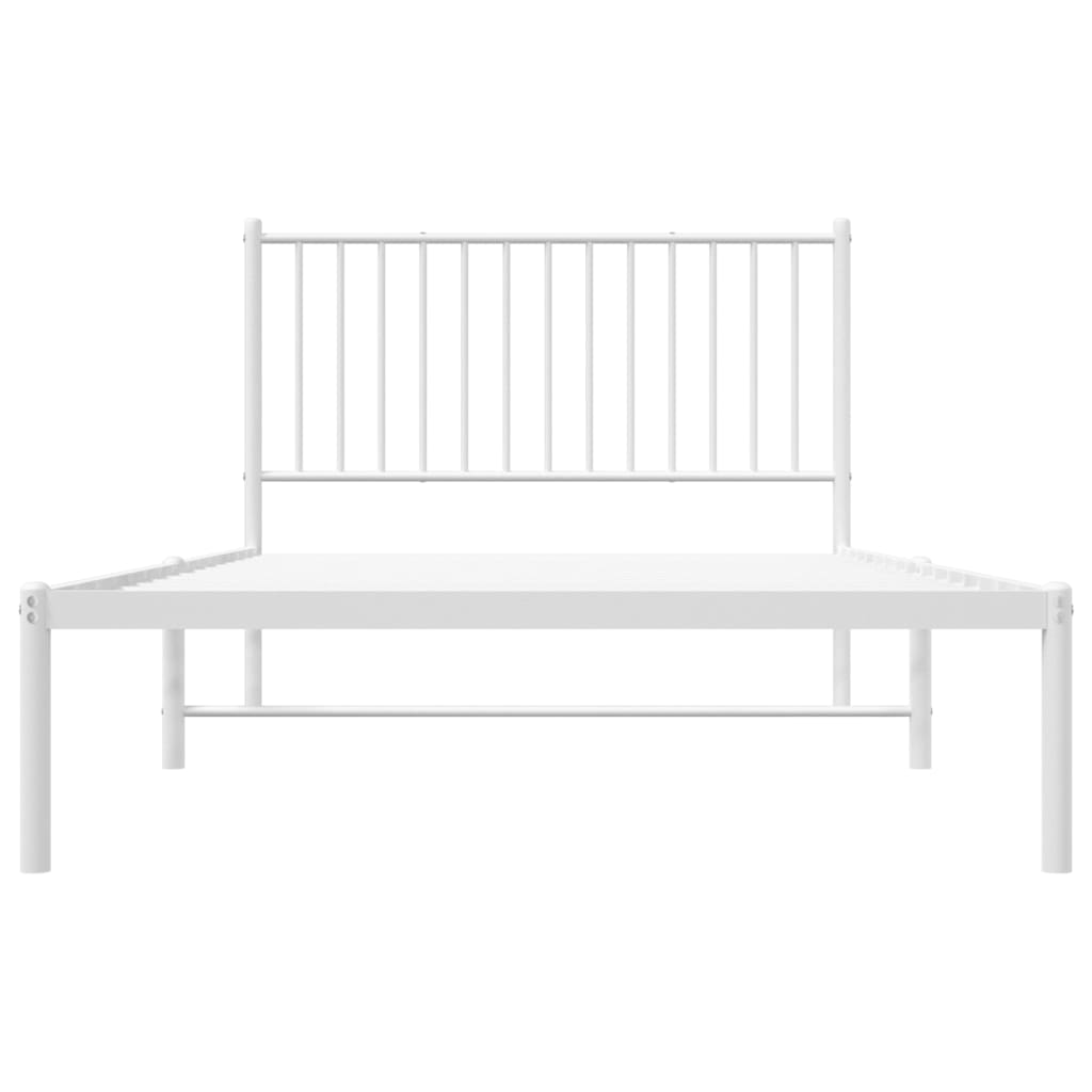 Metal Bed Frame without Mattress with Headboard White 107x203cm