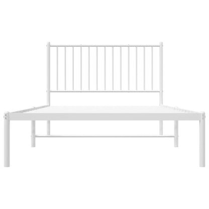 Metal Bed Frame without Mattress with Headboard White 107x203cm