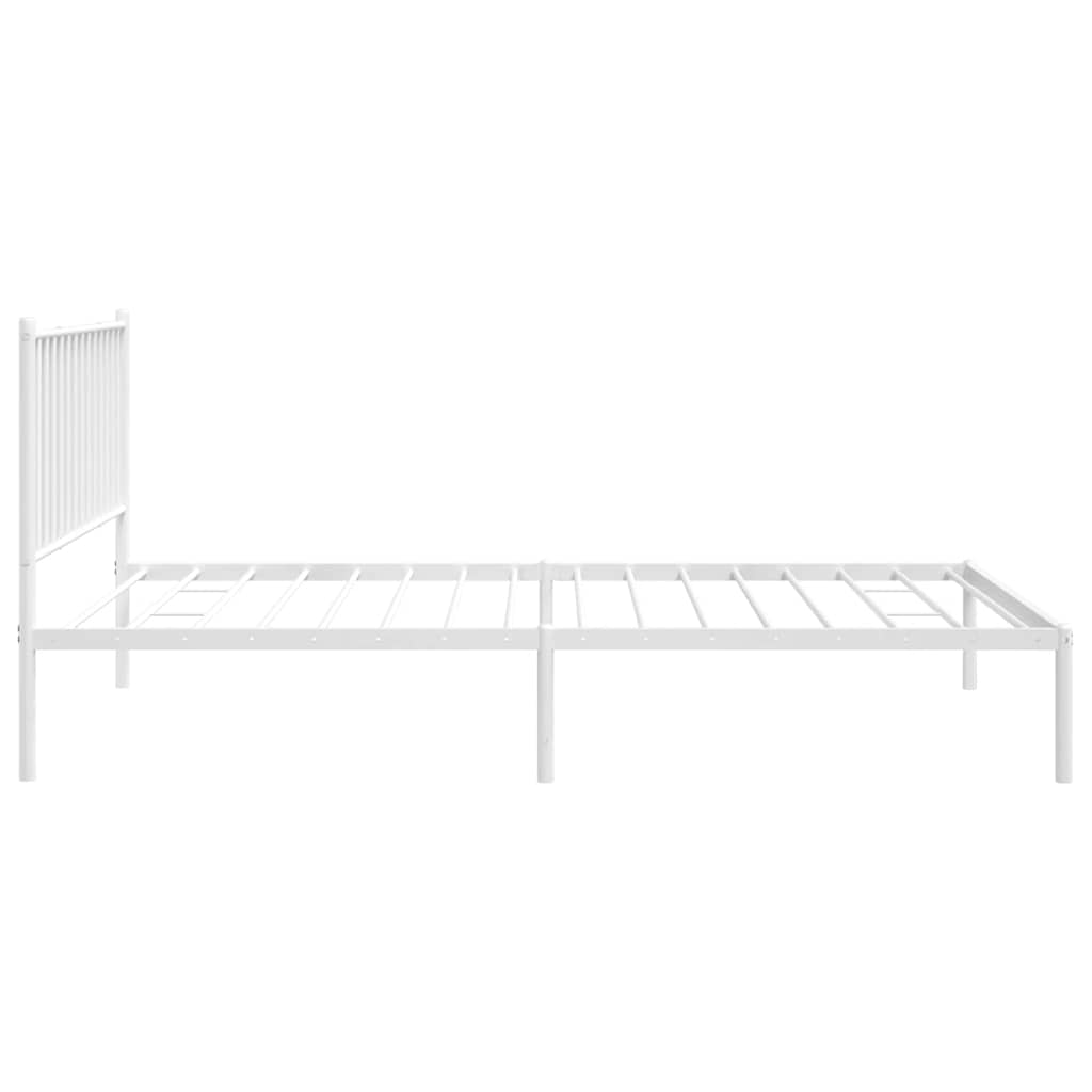 Metal Bed Frame without Mattress with Headboard White 107x203cm