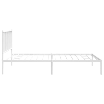 Metal Bed Frame without Mattress with Headboard White 107x203cm