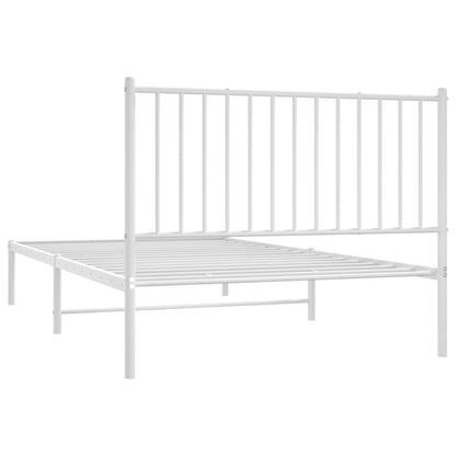 Metal Bed Frame without Mattress with Headboard White 107x203cm
