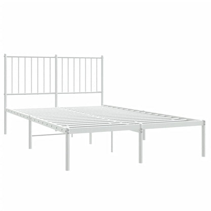 Metal Bed Frame without Mattress with Headboard White 120x190cm