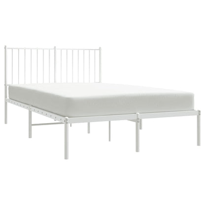 Metal Bed Frame without Mattress with Headboard White 120x190cm
