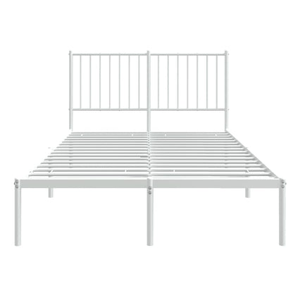 Metal Bed Frame without Mattress with Headboard White 120x190cm