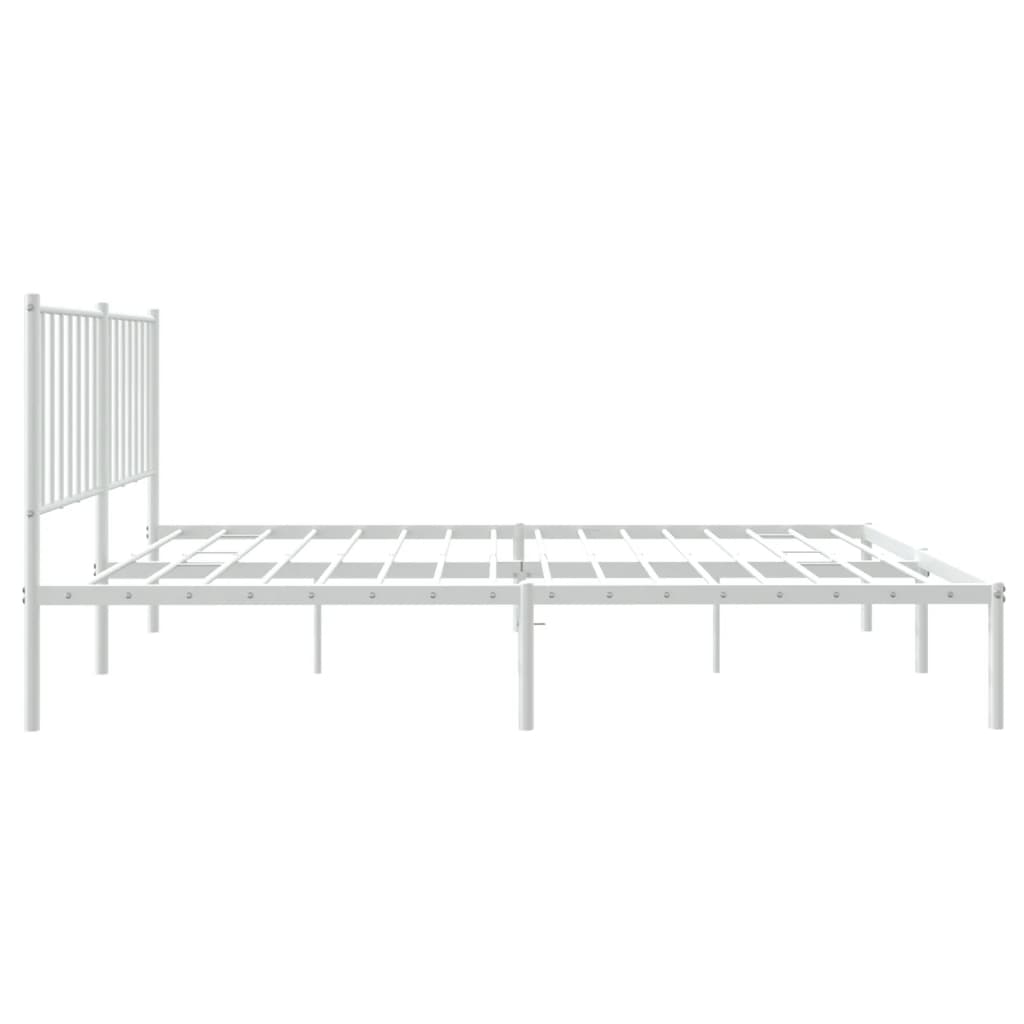 Metal Bed Frame without Mattress with Headboard White 120x190cm