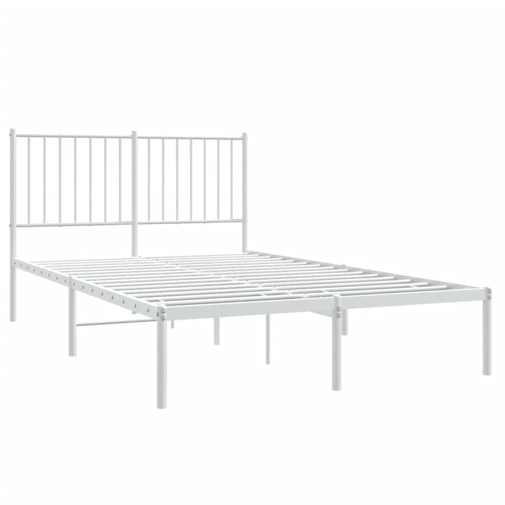 Metal Bed Frame without Mattress with Headboard White 120x200cm
