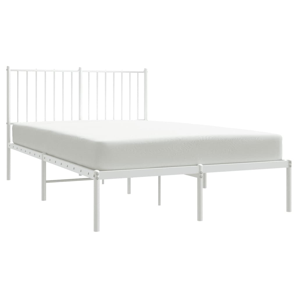 Metal Bed Frame without Mattress with Headboard White 120x200cm