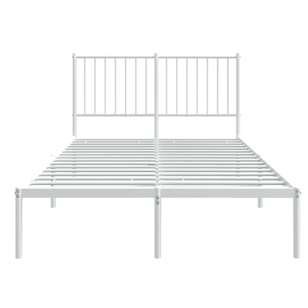 Metal Bed Frame without Mattress with Headboard White 120x200cm
