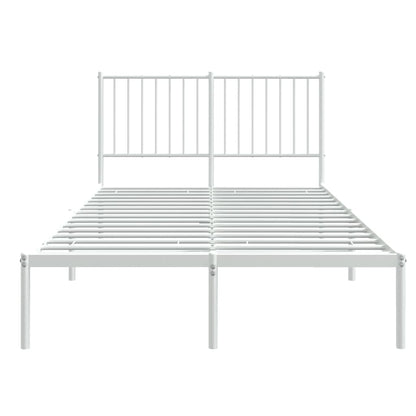 Metal Bed Frame without Mattress with Headboard White 120x200cm