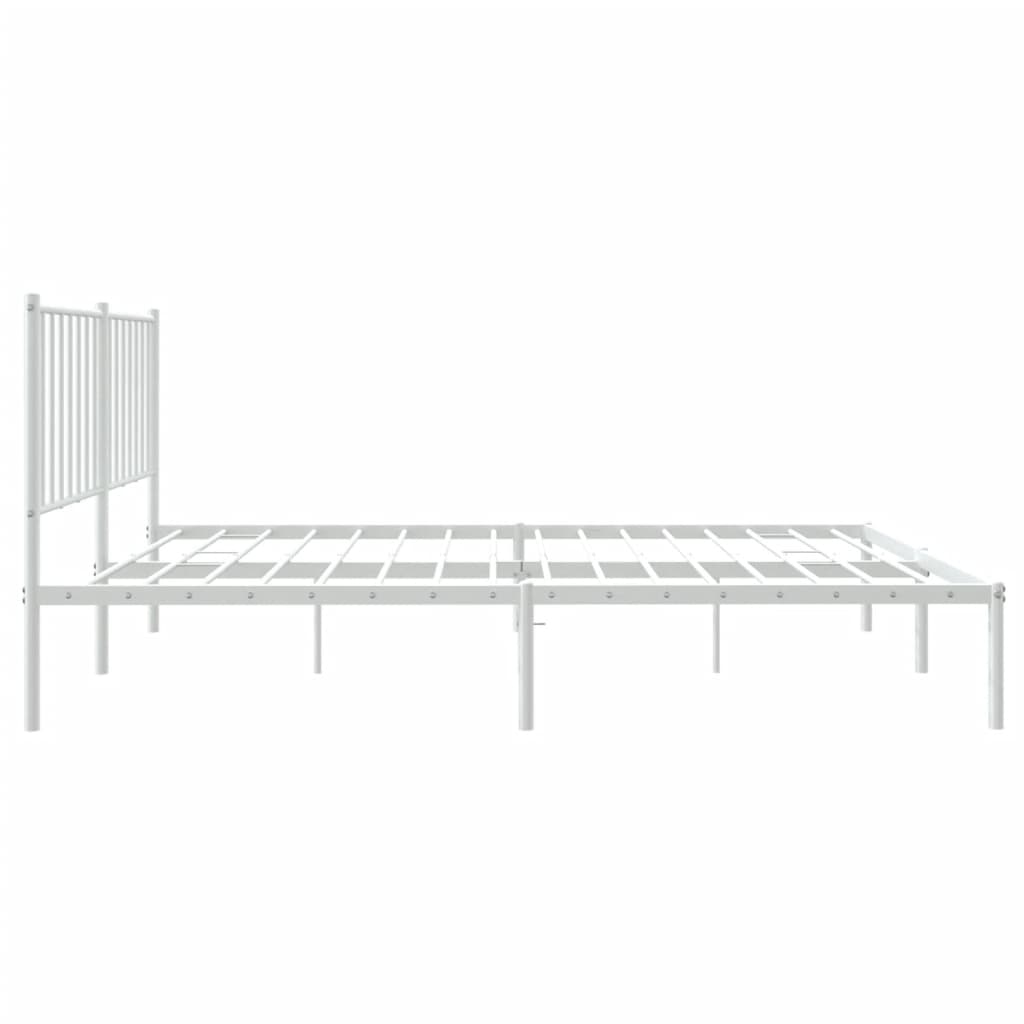 Metal Bed Frame without Mattress with Headboard White 120x200cm