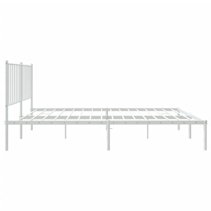 Metal Bed Frame without Mattress with Headboard White 120x200cm
