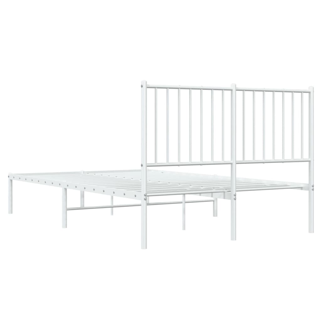 Metal Bed Frame without Mattress with Headboard White 120x200cm