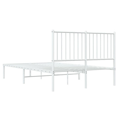 Metal Bed Frame without Mattress with Headboard White 120x200cm