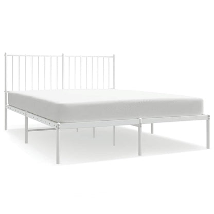 Metal Bed Frame without Mattress with Headboard White 135x190cm
