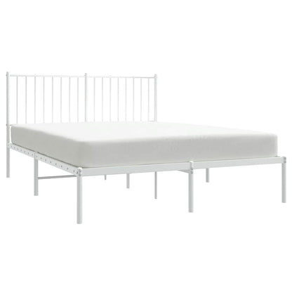 Metal Bed Frame without Mattress with Headboard White 135x190cm
