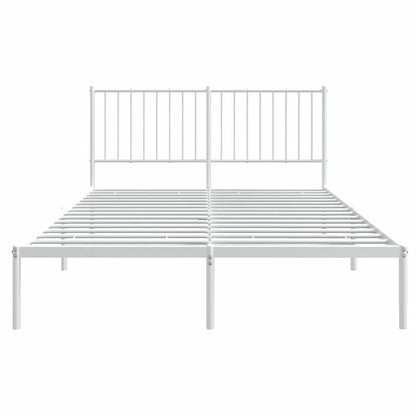 Metal Bed Frame without Mattress with Headboard White 135x190cm