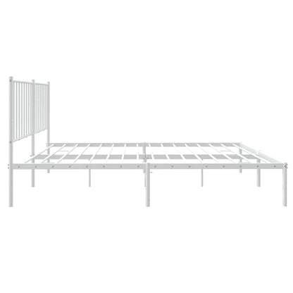 Metal Bed Frame without Mattress with Headboard White 135x190cm