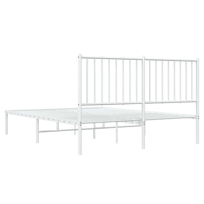 Metal Bed Frame without Mattress with Headboard White 135x190cm
