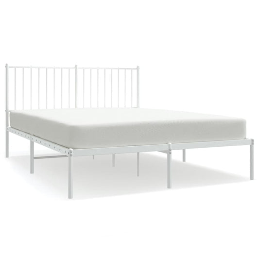 Metal Bed Frame without Mattress with Headboard White 140x200cm