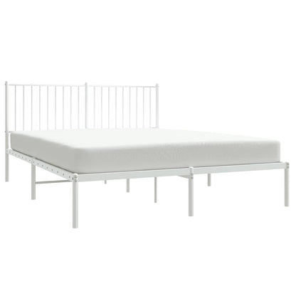 Metal Bed Frame without Mattress with Headboard White 150x200cm
