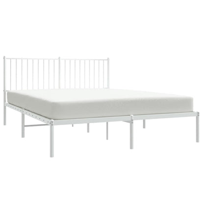 Metal Bed Frame without Mattress with Headboard White 160x200cm