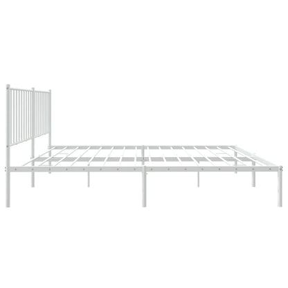 Metal Bed Frame without Mattress with Headboard White 160x200cm