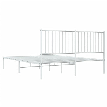 Metal Bed Frame without Mattress with Headboard White 160x200cm
