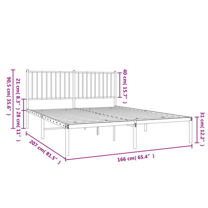 Metal Bed Frame without Mattress with Headboard White 160x200cm