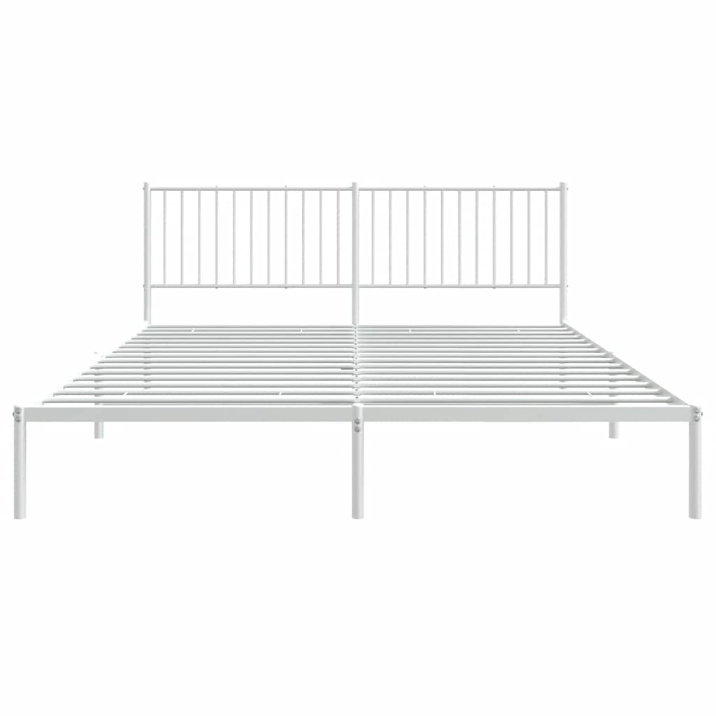 Metal Bed Frame without Mattress with Headboard White 183x213cm