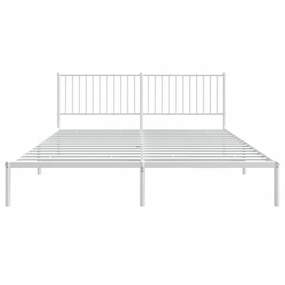 Metal Bed Frame without Mattress with Headboard White 183x213cm
