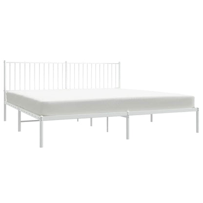 Metal Bed Frame without Mattress with Headboard White 193x203cm