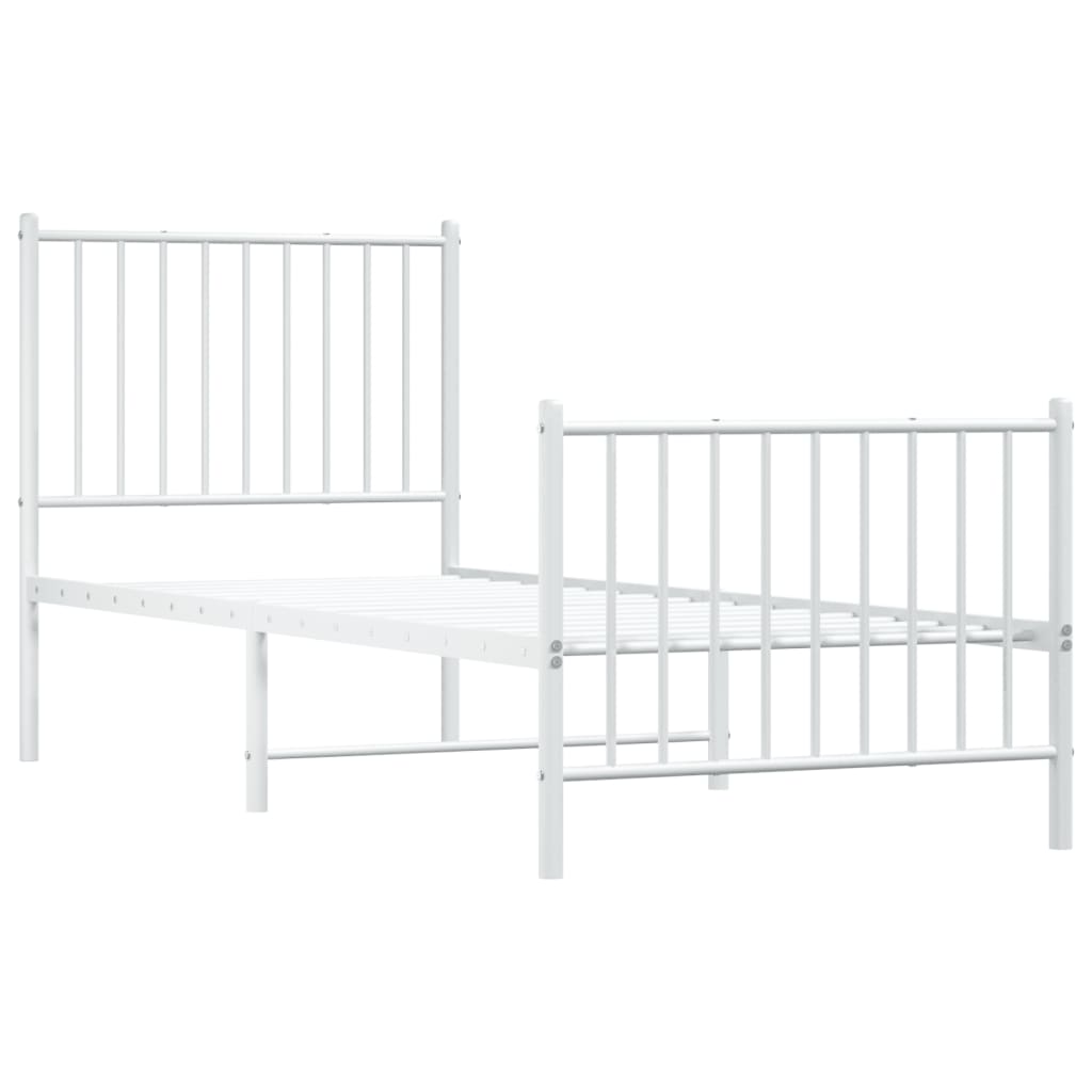 Metal Bed Frame without Mattress with Footboard White 80x200cm