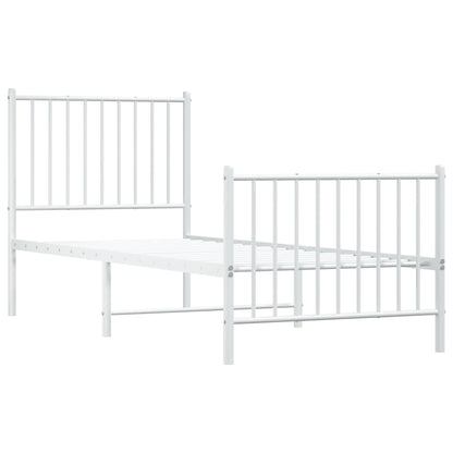 Metal Bed Frame without Mattress with Footboard White 80x200cm