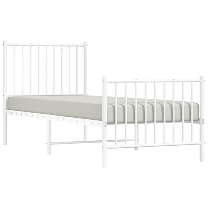 Metal Bed Frame without Mattress with Footboard White 80x200cm