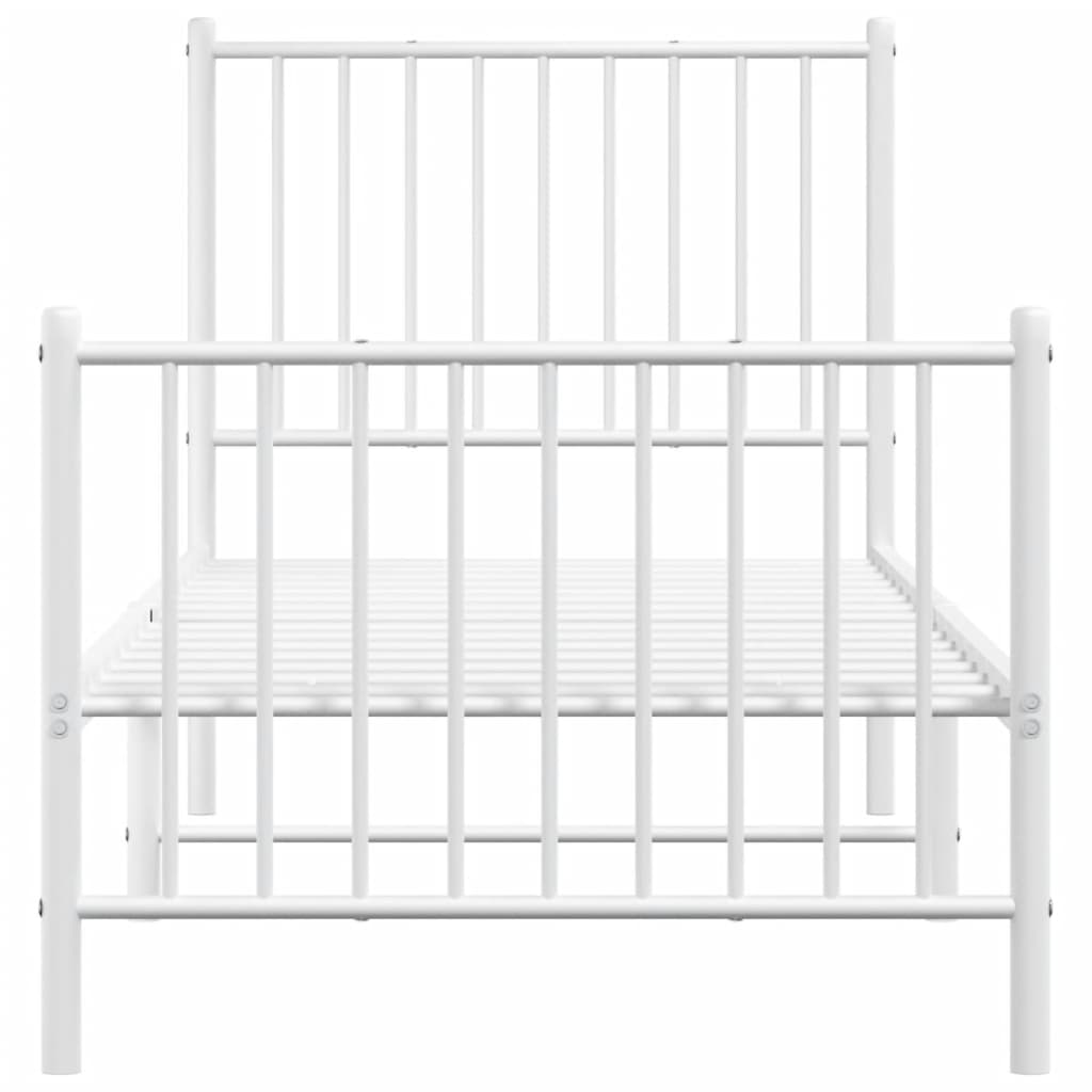 Metal Bed Frame without Mattress with Footboard White 80x200cm