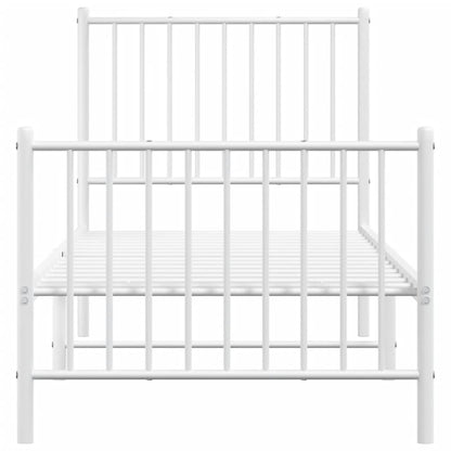 Metal Bed Frame without Mattress with Footboard White 80x200cm