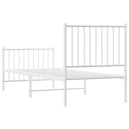 Metal Bed Frame without Mattress with Footboard White 80x200cm