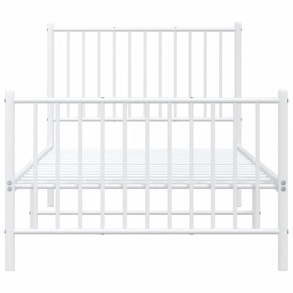 Metal Bed Frame without Mattress with Footboard White 90x200cm