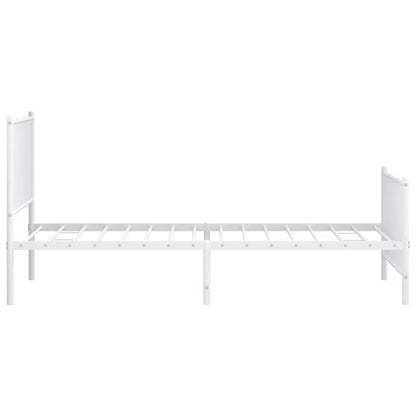 Metal Bed Frame without Mattress with Footboard White 100x190cm