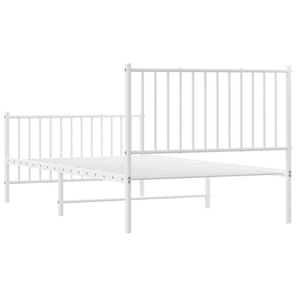 Metal Bed Frame without Mattress with Footboard White 100x190cm