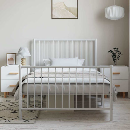 Metal Bed Frame without Mattress with Footboard White 100x200cm