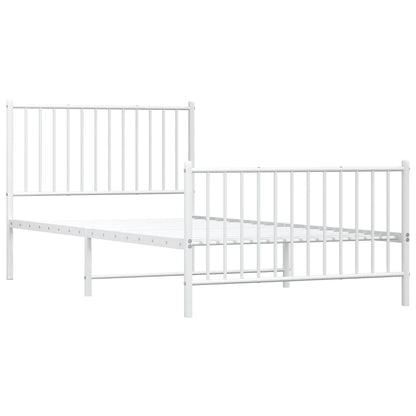 Metal Bed Frame without Mattress with Footboard White 100x200cm