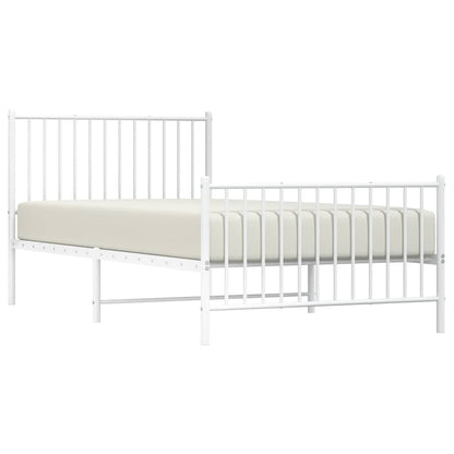 Metal Bed Frame without Mattress with Footboard White 100x200cm