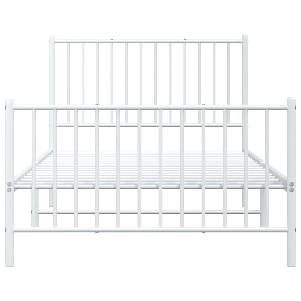 Metal Bed Frame without Mattress with Footboard White 100x200cm